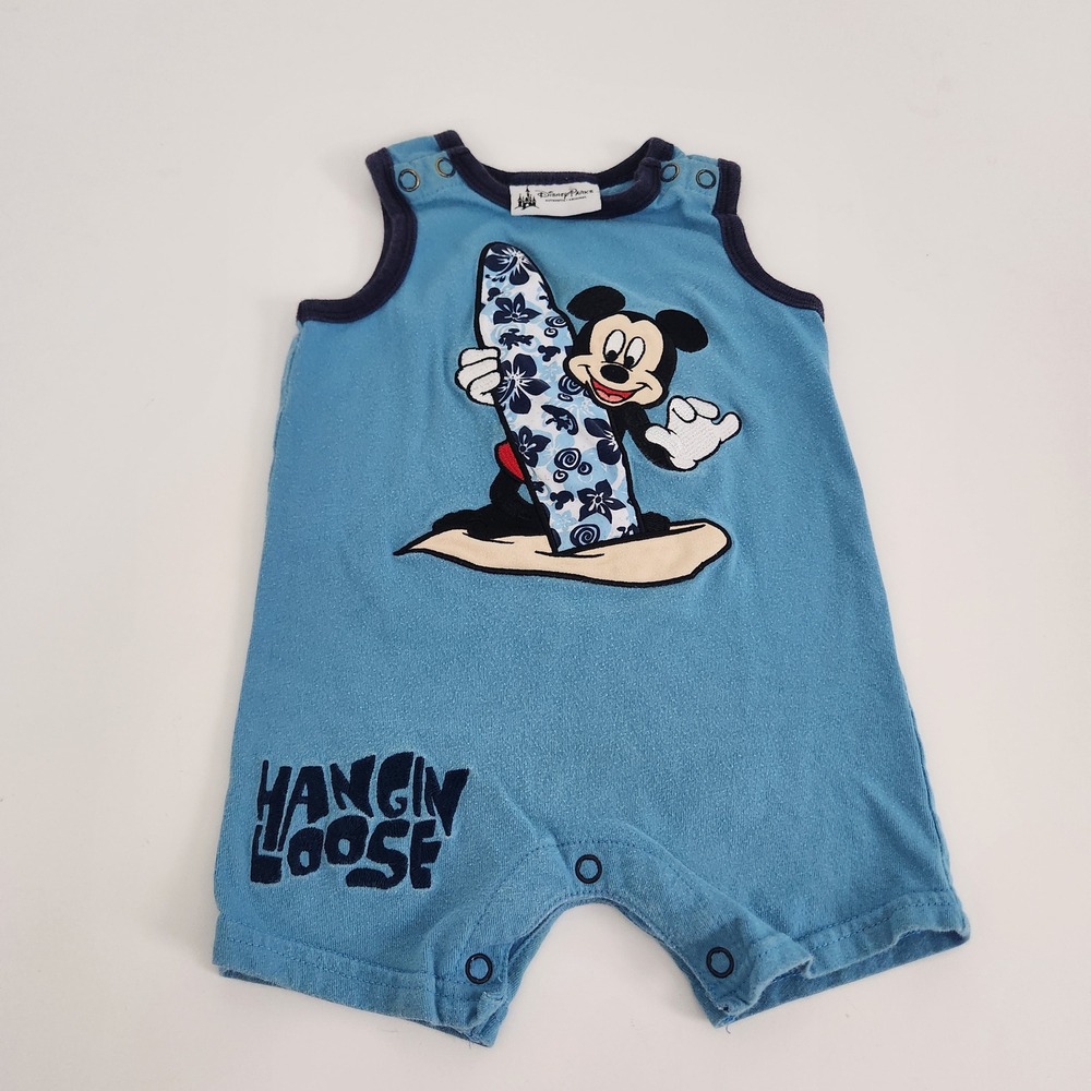 Disney Parks Mickey Mouse Surfing Romper Blue size 6 Months